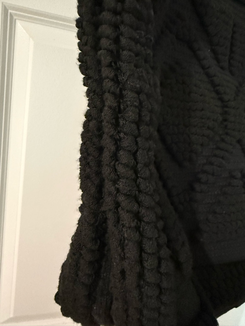 lovestitch Black Textured Shoulder Tote with Tassel Accent - Picture 8 of 13